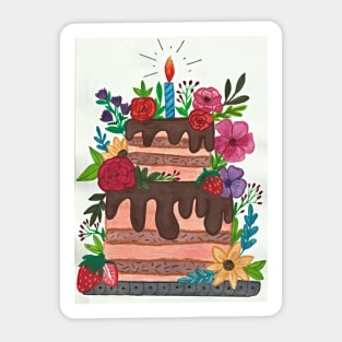 Happy Floral Birthday Cake Sticker